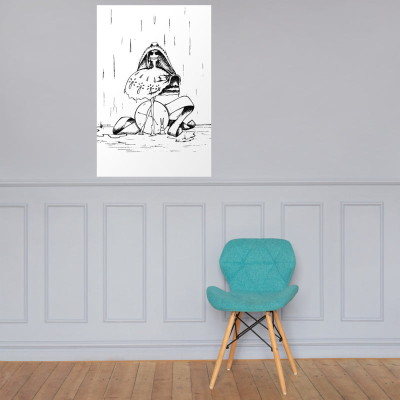 Girl in the Rain - Photo paper poster