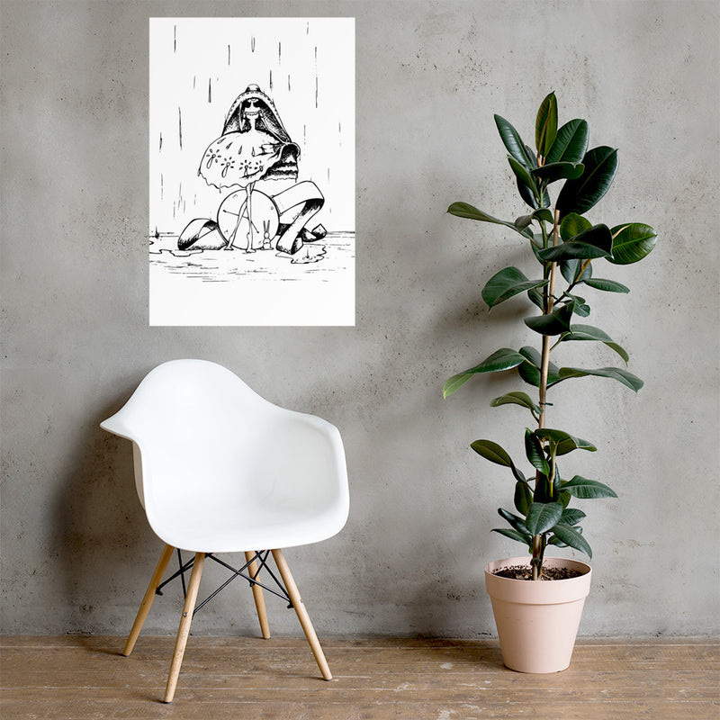 Girl in the Rain - Photo paper poster